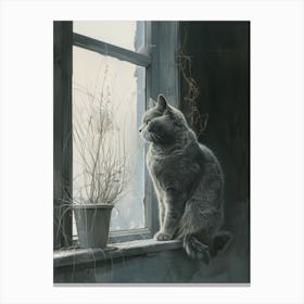 Cat Looking Out Of Window Canvas Print