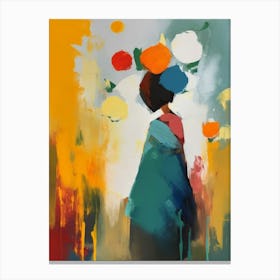 Woman With Flowers Style Abstract Canvas Print