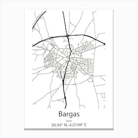 Bargas,Spain Minimalist Map Canvas Print