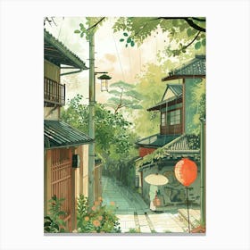 Kyoto Japan 10 Retro Illustration Canvas Print