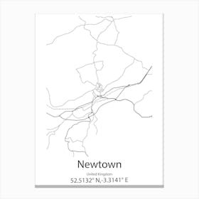 Newtown,United Kingdom Minimalist Map Leinwandbild