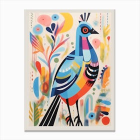 Colourful Scandi Bird Grouse 4 Canvas Print
