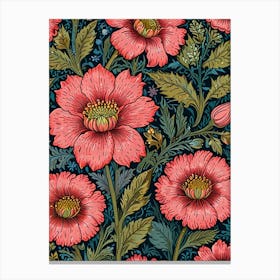 Pink Flowers By William Morris Canvas Print