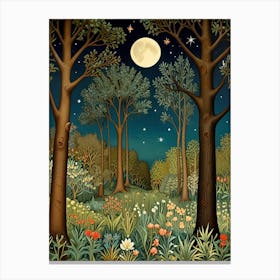 William Morris Night In The Forest 3 Canvas Print