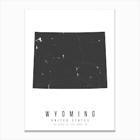 Wyoming Mono Black And White Modern Minimal Street Map Canvas Print