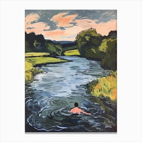 Wild Swimming At River Stou Dorset 3 Canvas Print
