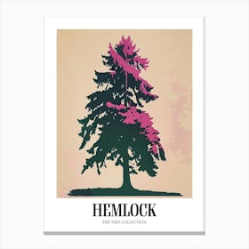 Hemlock Tree Colourful Illustration 4 Poster Canvas Print
