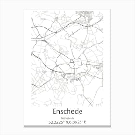 Enschede,Netherlands Minimalist Map Canvas Print