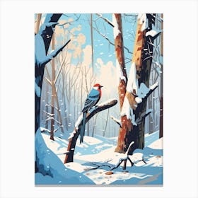 Winter Woodpecker 1 Illustration Canvas Print
