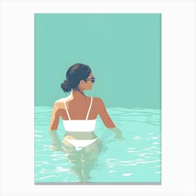 Woman In The Pool Canvas Print