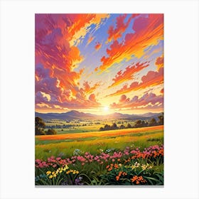 Sunset In The Meadow 45 Canvas Print