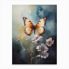 Butterfly On A Flower Canvas Print