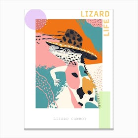 Lizard With A Cow Print Cowboy Hat Modern Abstract Illustration 4 Poster Canvas Print