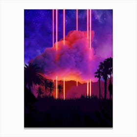 Neon palms landscape: Cloud [synthwave/vaporwave/cyberpunk] — aesthetic retrowave neon poster Canvas Print