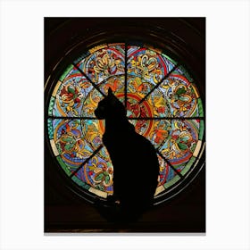 Cat In Stained Glass Window 2 Canvas Print