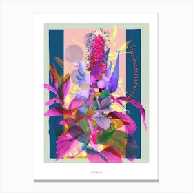 Celosia 4 Neon Flower Collage Poster Canvas Print