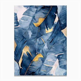 Blue And Gold Leaves 5 Canvas Print