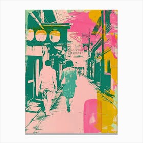Nara Japan Retro Duotone Silkscreen 4 Canvas Print
