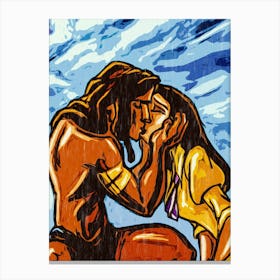 Kiss Of Tarzan And Jane Canvas Print