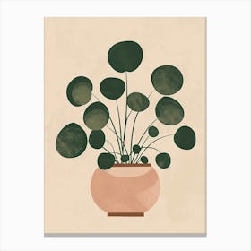 Pilea Plant Minimalist Illustration 4 Canvas Print