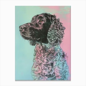 Pastel Watercolour Curly Coated Retriever Dog Line Illustration 2 Canvas Print