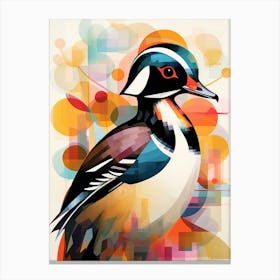 Bird Painting Collage Wood Duck 2 Canvas Print
