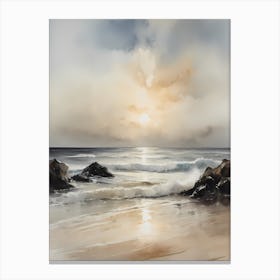 Vintage Neutral Beach Painting (23) Canvas Print