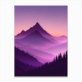 Misty Mountains Vertical Composition In Purple Tone 46 Canvas Print