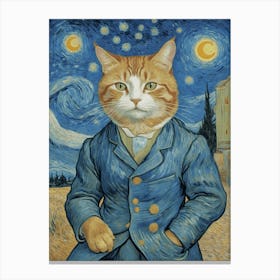 Starry Night Adorable Cat Stampe su tela