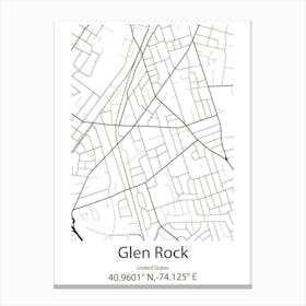 Glen Rock,United States Minimalist Map Stampe su tela