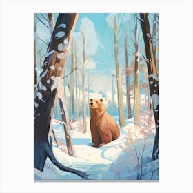 Winter Brown Bear 3 Illustration Canvas Print