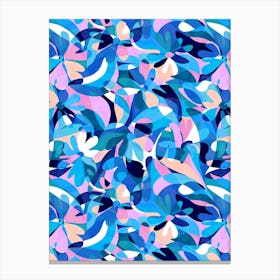 Abstract Flowers - Pink Blue Canvas Print