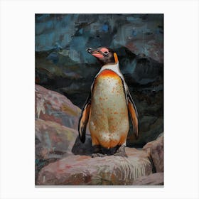 Galapagos Penguin Ross Island Colour Block Painting 2 Canvas Print