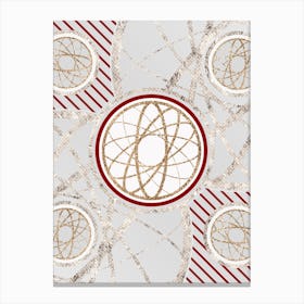 Geometric Abstract Glyph in Festive Gold Silver and Red n.0011 Canvas Print