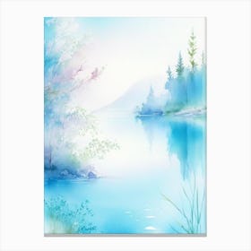 Crystal Clear Blue Lake Landscapes Waterscape Gouache 3 Canvas Print