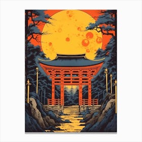 Fushimi Inari Taisha, Japan Vintage Travel Art 4 Canvas Print