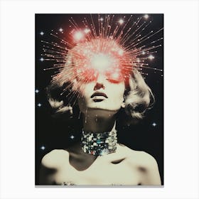cosmic portrait of a woman in the style of cosmic surrealism Canvas Print