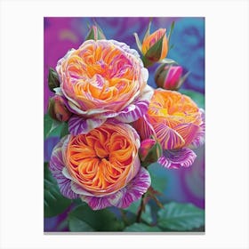 English Roses Painting Tribal Style 4 Canvas Print
