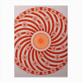 Geometric Abstract Glyph Circle Array in Tomato Red n.0041 Canvas Print