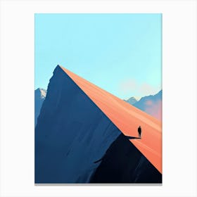 Man On A Mountain, Minimalism 1 Canvas Print