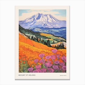 Mount St Helens United States 6 Colourful Mountain Illustration Poster Canvas Print