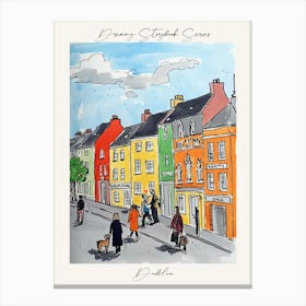 Poster Of Dublin, Dreamy Storybook Illustration 3 Canvas Print