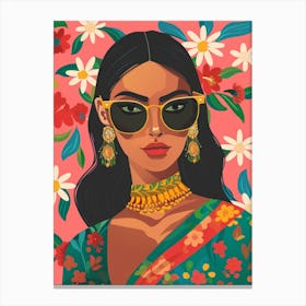 Indian Woman In Sunglasses 2 Canvas Print