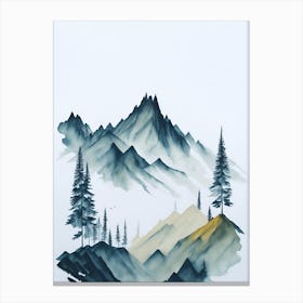 Mountain And Forest In Minimalist Watercolor Vertical Composition 97 Canvas Print