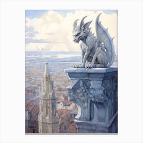 Gargoyle Watercolour In Milan 3 Canvas Print