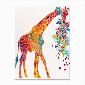 Giraffe Eating Berries Watercolour Inspired 4 Canvas Print