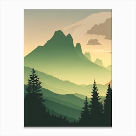 Misty Mountains Vertical Composition In Green Tone 108 Canvas Print