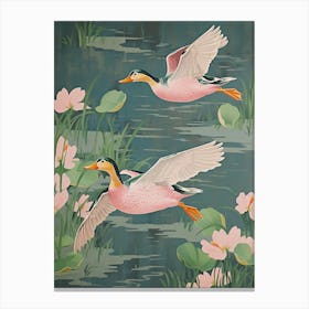 Vintage Japanese Inspired Bird Print Mallard Duck 2 Canvas Print