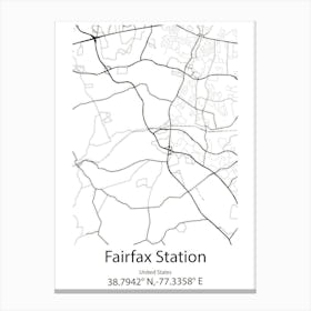 Fairfax,United States Minimalist Map 1 Canvas Print