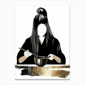 Asian Woman With Chopsticks Canvas Print